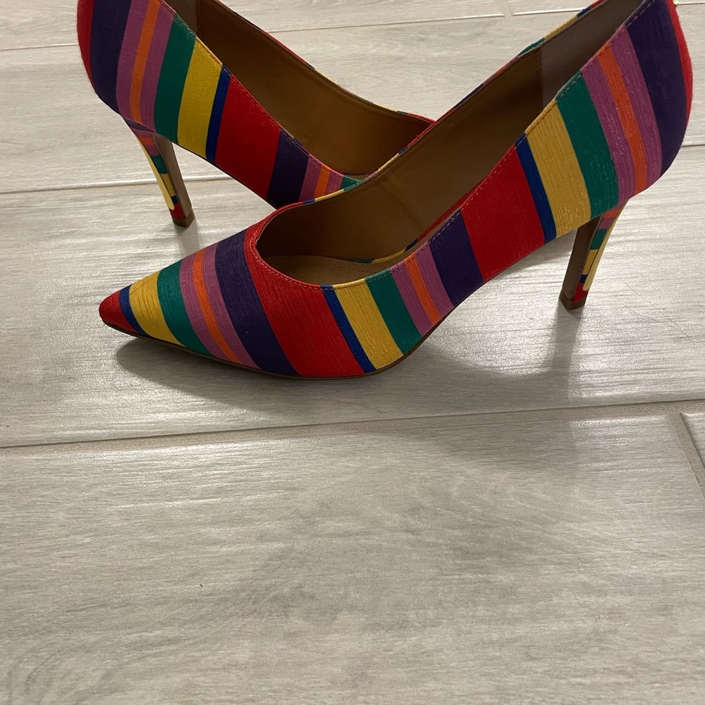Colorful Striped Women's Heels